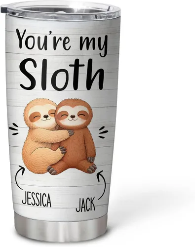 Miniatura 13 de Hyturtle Regalos personalizados para los amantes de los perezosos, vaso de acero inoxidable con nombre personalizado de 20 onzas con tapa, idea