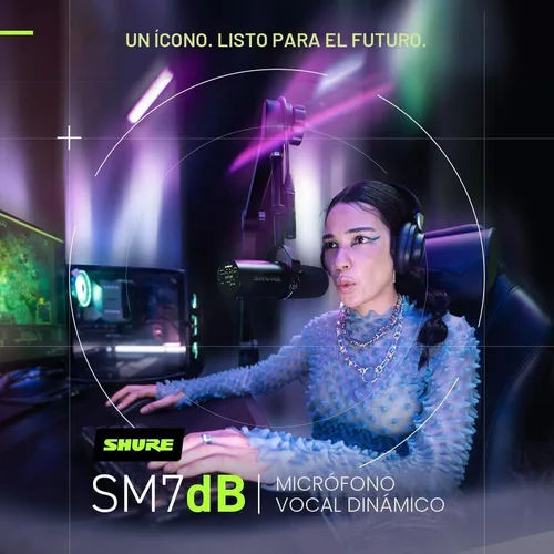Miniatura 8 de Shure SM7dB - Micrófono vocal dinámico con preamplificador integrado, micrófono de estudio para transmisión, podcasting y grabación, sonido suave