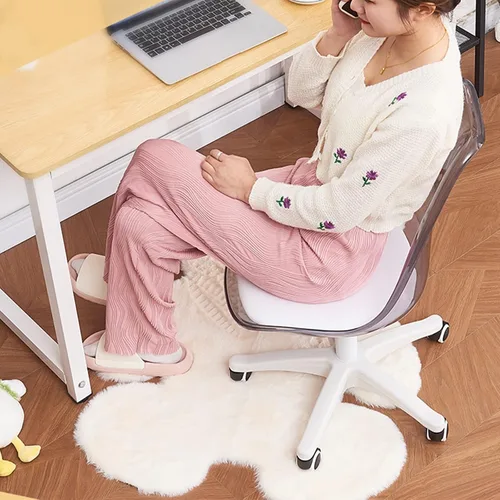 Miniatura 3 de Silla de escritorio transparente, silla de oficina de acrílico sin brazos con ruedas, giratoria de 360° y silla de tocador de altura ajustable