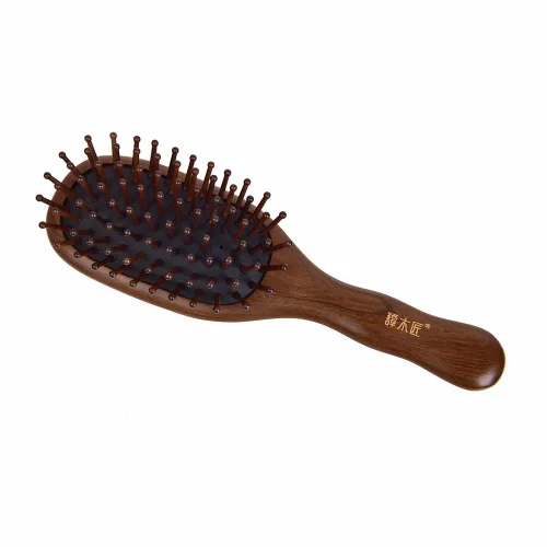 Miniatura 2 de TAN MUJIANG Cepillo de pelo de madera para mujer, masaje de cuero cabelludo, antiestático, pavo real, 1 unidad