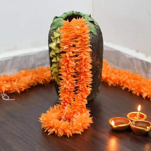 Miniatura 8 de Desi Favors Guirnaldas de caléndula naranja de 6 pies Guirnalda de flores artificiales Decoración de boda india Hosuewarming, guirnaldas