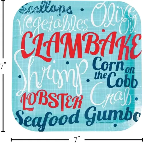 Miniatura 6 de Suministros para fiestas de cangrejos – 16 platos llanos de cangrejos de cangrejo, 16 platos de postre de clambake y gumbo y 32 servilletas rojas