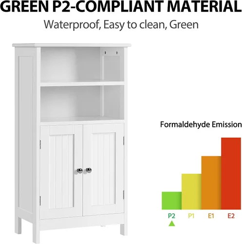 Miniatura 8 de Topeakmart Armario de almacenamiento de piso de baño con 2 puertas y estante ajustable, organizador de almacenamiento lateral para sala