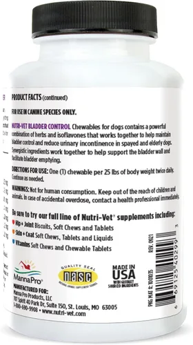 Miniatura 8 de Nutri-Vet Suplemento para el control de la vejiga, suplemento de arándano, productos para perros, apoyo inmunológico, ayuda a la incontinencia