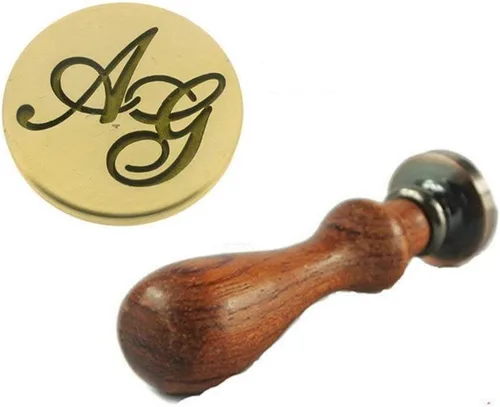 Miniatura 3 de Sello de cera de boda personalizado vintage, 2 letras, monograma, cuchara derretida, palo, vela, mango de palisandro, invitación, paquete