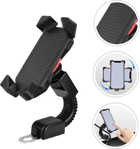 Miniatura 7 de Soporte giratorio para teléfono con espejo retrovisor para motocicleta, para navegación, smartphones compatibles sin diseño para conducción segura