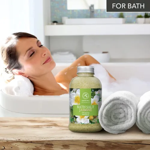 Miniatura 6 de Sal marina de baño jazmín de 21.16 onzas – Sales de baño con aceite esencial de jazmín para baño – baño relajante – Cuidado corporal – Relajación