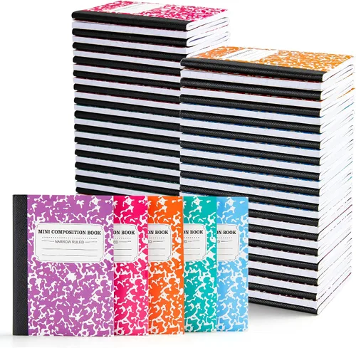 feela Paquete de 70 mini cuadernos de composición a granel, lindo bloc de notas de composición de bolsillo, cuadernos pequeños para estudiantes,