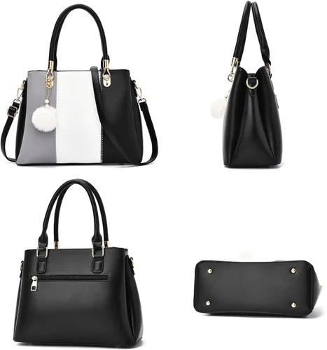 Miniatura 3 de Bolso de mano grande para mujer, bolso cruzado para mujer, costura de color, asa superior, bolso Hobo, 2 piezas