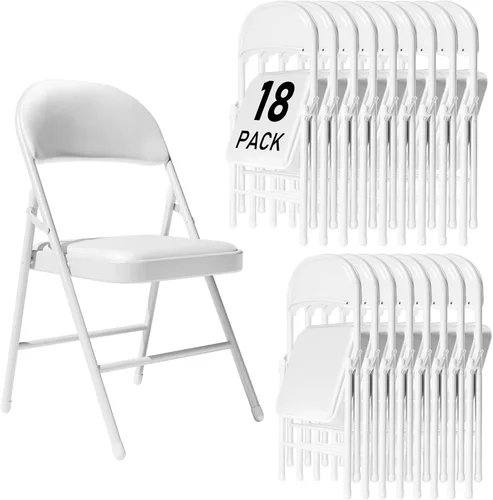 Miniatura 20 de Paquete de 4 sillas plegables negras con cojín acolchado y respaldo para exteriores, sillas plegables comerciales apilables portátiles con marco