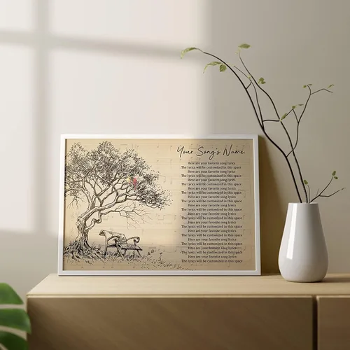 Miniatura 4 de SANTANNA Letras de música personalizadas, impresiones artísticas para decoración de pared (paisajes, pájaros rojos y árbol)