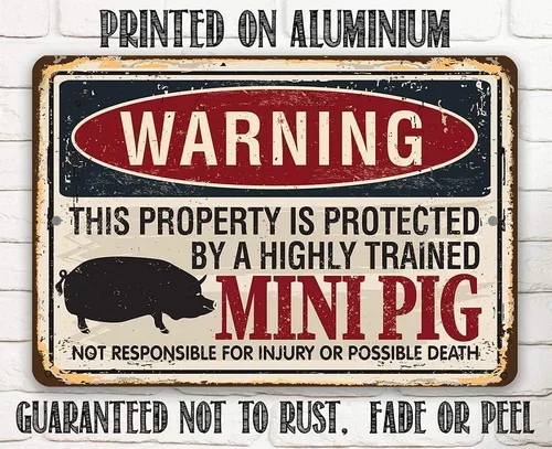 Miniatura 8 de Letrero de metal - Propiedad de advertencia protegida por mini cerdo - Letrero de metal duradero - Uso en interiores y exteriores - Gran regalo