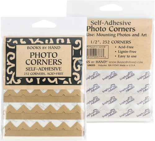 Miniatura 7 de Lineco Esquinas fotográficas de papel kraft sin ácidos de 0.5 pulgadas, autoadhesivas, sensibles a la presión, no amarillean, monta imágenes sin