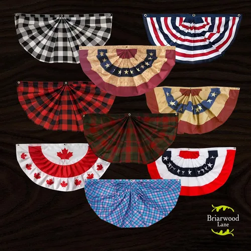 Miniatura 6 de Banderines bordados patrióticos manchados con té de Estados Unidos, 48 x 24 pulgadas, pancarta plisada con ojales de latón Té manchado patriótico