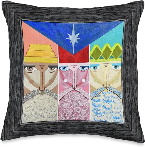 Puerto Rico Christmas Nativity 3 Reyes Tres CC&TA Tres Reyes Wise Men Still Seek Him Puerto Rico Flag Boricua - Almohada de 16.0 x 16.0 in,