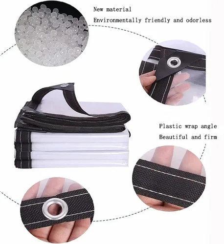 Miniatura 3 de Lonas de polietileno transparente de 3 x 3 pies, lona resistente al agua, cubierta de lona impermeable, lona con ojales duradera para láminas