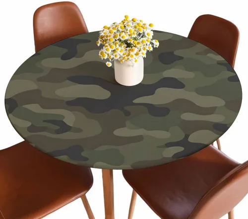 Miniatura 7 de Mantel de ajedrez blanco y negro con cuadrículas redondas, planos, abstracto, impermeable, lavable, para mesa de comedor ajustable de 40 a 44
