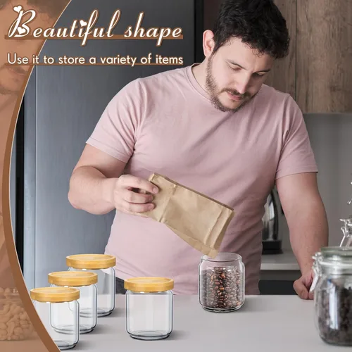 Miniatura 6 de Irenare Paquete de 1 recipiente de vidrio, tarros de especias de almacenamiento de alimentos de 17 onzas con tapas herméticas, recipientes de cocina