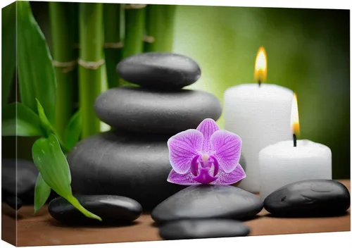 Miniatura 28 de Wall26 - Arte de pared estampado en lienzo con diseño de rocas negras en un lago tropical verde sereno, naturaleza floral, fotografía, realismo