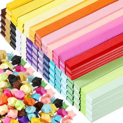 Colarr 1350 hojas de papel de origami de estrellas de 27 colores, tiras de papel de origami plegables de doble cara para manualidades y manualidades