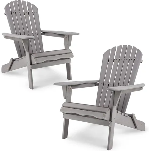 Miniatura 10 de Adirondack - Juego de 2 sillas plegables de madera para exteriores con respaldo de cedro macizo, cómoda silla de descanso para patio, terraza, Dorado