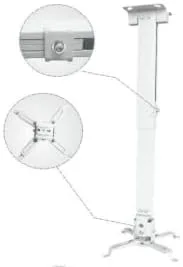 LopBast - Soporte de montaje de techo para proyector blanco para techo plano o inclinado, altura ajustable de 16.9 a 25.6 pulgadas con longitud