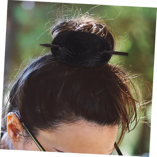Miniatura 6 de 3 unids horquilla de cuero clip de pelo con palo pasadores de pelo diapositivas pelo titular de moño pelo para cabello grueso s clips de metal