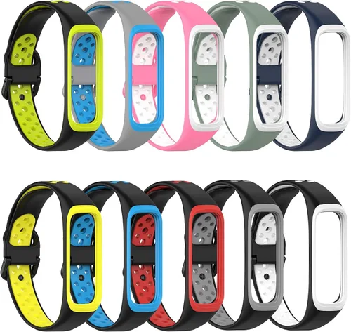 Miniatura 3 de Bandas compatibles con Samsung Galaxy Fit 2 pulseras de silicona de dos tonos de silicona colorida transpirable para Galaxy Fit 2 SM-R220 Fitness