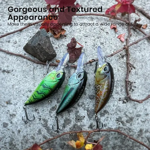 Miniatura 7 de Pristis Lifelike Fishing Plugs for Bass Muskie Walleye, Slow Sinking Swimbaits for Saltwater Freshwater, Shallow Deep Diving Crank Hard Baits Lure