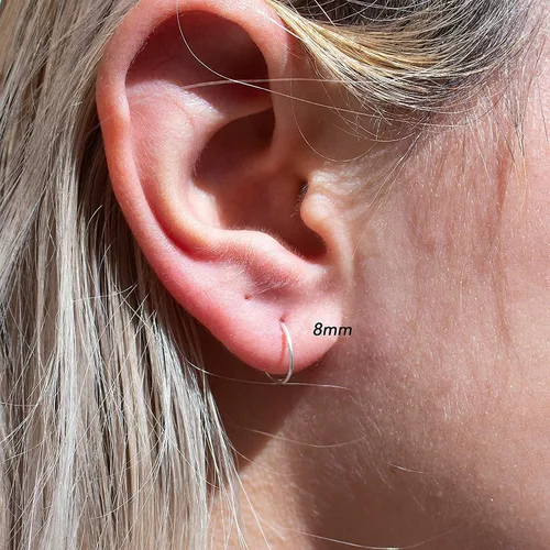 Miniatura 24 de Aretes de plata de ley abiertos para cartílago, tragus, delgados, calibre 22