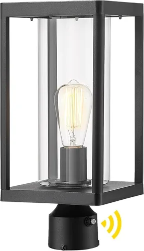 Miniatura 15 de Beionxii Luces de poste exterior, linterna de poste exterior grande moderna de 20 pulgadas con base de montaje en muelle, aluminio fundido negro