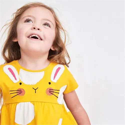 Miniatura 2 de HOMAGIC2WE Vestido para niñas pequeñas, de manga corta, casual, de algodón, básico, para jugar