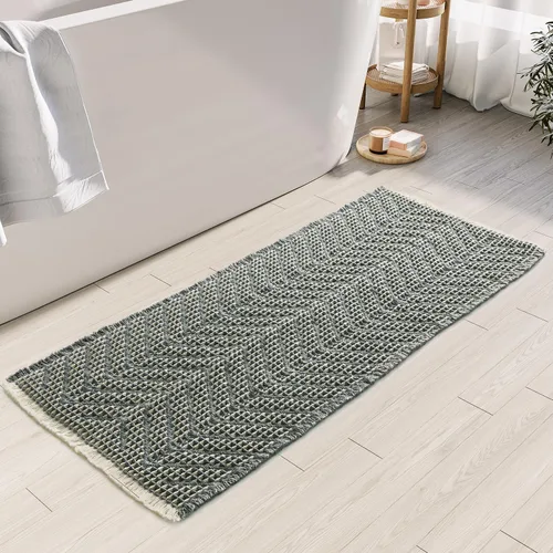 BULULOM Alfombras de Baño Boho, Alfombra de Baño Waffle Mejorada, Alfombras de Baño Súper Absorbentes Antideslizantes, Alfombras Lavables a Máquina