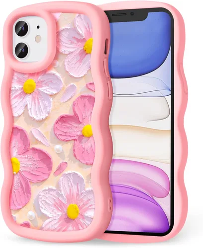 Miniatura 172 de Compatible con iPhone SE/8/7 Funda para Mujeres y Niñas, Marco Ondulado Rizado con Patrón Lindo, Estética Delgada Suave Silicona TPU Parachoques