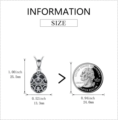 Miniatura 2 de AXELUNA Fox Necklace Sterling Silver Easter Egg Necklace Fox Pendant Animal Jewelry Gifts for Women Girls Birthday Graduation Gift