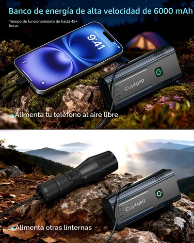 Miniatura 5 de 2026 Upgrade 6800Lumen Bike Light for Night Riding,Super Bright 6 LED Headlight,Aluminum 10 Mode Rechargeable Bicycle Light Front and Negro