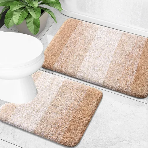 Miniatura 29 de OLANLY Juego de 2 alfombras de baño de microfibra suave y absorbente, antideslizantes, se pueden lavar y secar a máquina, alfombras de baño peludas