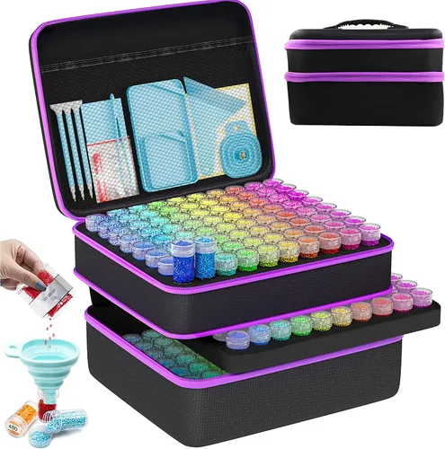 Miniatura 27 de ARTDOT Contenedor de almacenamiento de 30 ranuras para kits de arte de diamantes para adultos, cajas de almacenamiento portátiles de cuentas