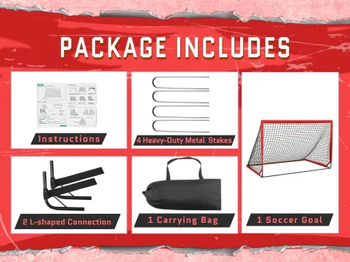 Miniatura 4 de KTRIO Portería de fútbol de 6 x 4 pies para patio trasero, red de fútbol portátil, grandes porterías de fútbol plegables con bolsa de transporte