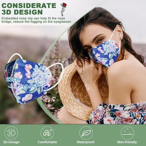 Miniatura 6 de Mascarillas Faciales KN95, paquete de 50 unidades, mascarillas faciales desechables empaquetadas individualmente con lazos elásticos de alta