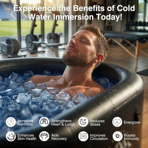 Miniatura 6 de Bañera de hielo inflable para atletas: bañera fría de 216 galones con tapa aislada, diseño elástico de cuerpo completo, compatible con aislamiento