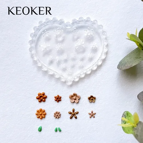 Miniatura 8 de KEOKER Moldes de arcilla polimérica de flores, 4 moldes de arcilla miniatura de margaritas, moldes de arcilla polimérica para decoración de aretes