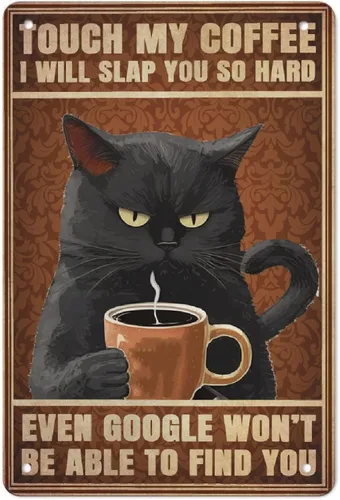 Miniatura 9 de Cartel de metal de aluminio con texto en inglés "Cat Kitty-I Read Books And Drink Tea", regalo para amantes de los gatos, para baño, jardín