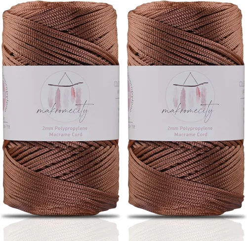 Miniatura 29 de Makromecity, 2 carretes de cordón de macramé de poliéster de 2 mm x 250 yardas (750 pies) de 2 mm de cordón de polipropileno para macramé, ideal