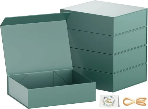 Miniatura 25 de PSHVYM Cajas de regalo con tapas, 11.5 x 7.8 x 3 pulgadas, caja de regalo negra para regalos, cierre magnético para camisetas, guantes, bufandas