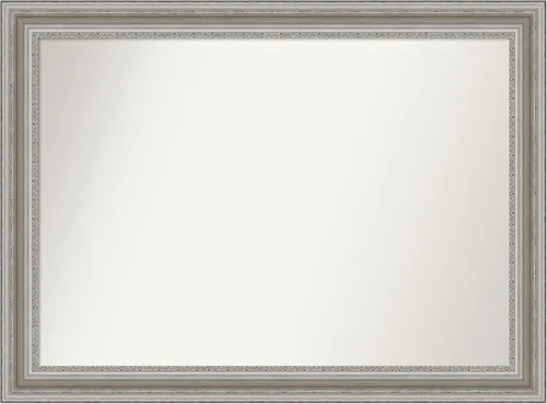 Miniatura 329 de Amanti Art Espejo de baño plateado para sobre el fregadero, 26 x 26 pulgadas, espejo cuadrado de plata antigua, marco de madera tradicional mediano