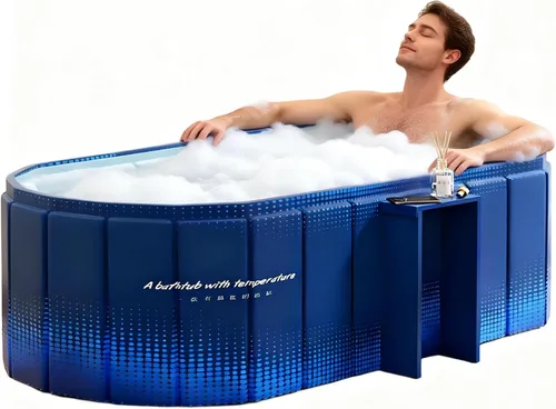 Tina portátil para adultos de 47" de gran tamaño plegable para baño de inmersión fría, tina plegable sin instalación para baño de hielo para