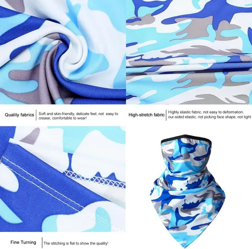 Miniatura 4 de 6 unidades de bandana para la cara, con cintas para las orejas, polaina para el cuello, bufanda, pasamontañas, para hombres y mujeres, deportes al