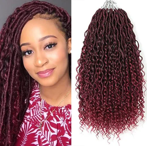 Miniatura 21 de Aipin Goddess Cabello de Ganchillo de 18 Pulgadas Boho River Locs Hippie Locs Ondulado de Ganchillo Con Cabello Rizado en el Medio y Extremos 613