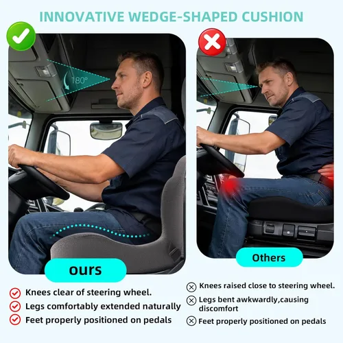 Miniatura 3 de Cojín de asiento de camión de espuma viscoelástica, cojín de silla de diseño ergonómico en forma de L con soporte lumbar para aliviar la presión